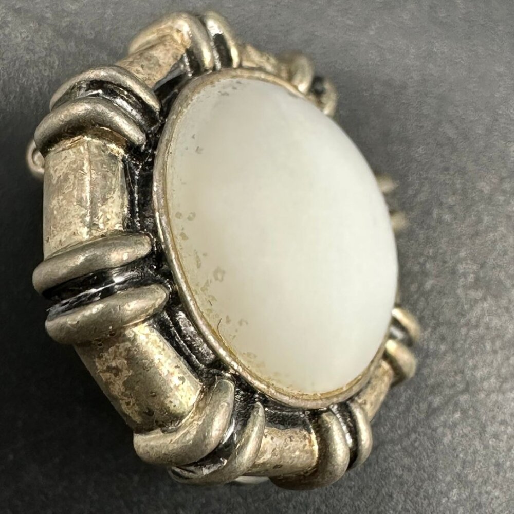 Vintage Sterling Silver 925 Faux Pearl Moonstone Earrings Lever Back Western - Picture 7 of 8